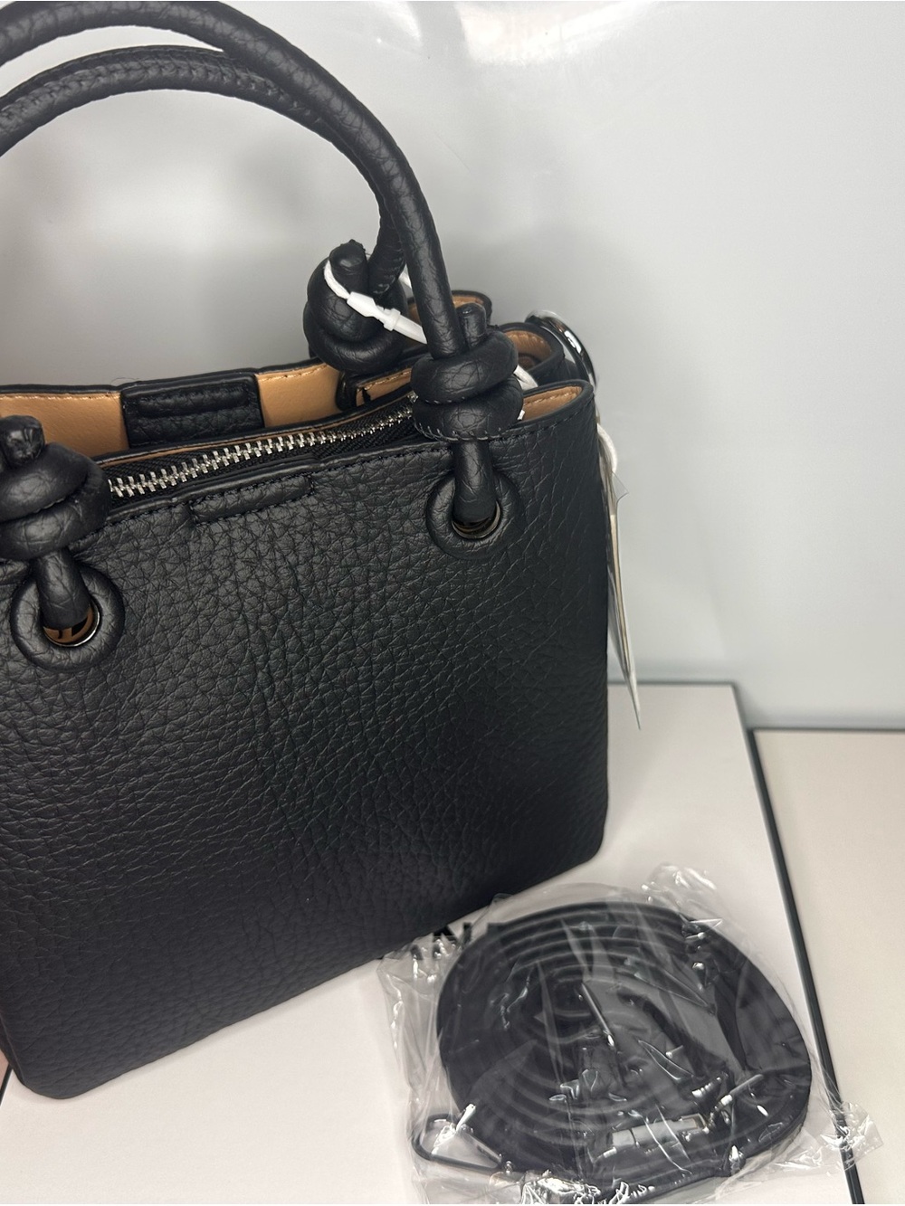 Classic Black Leather Top-Handle Tote - Women's Bag